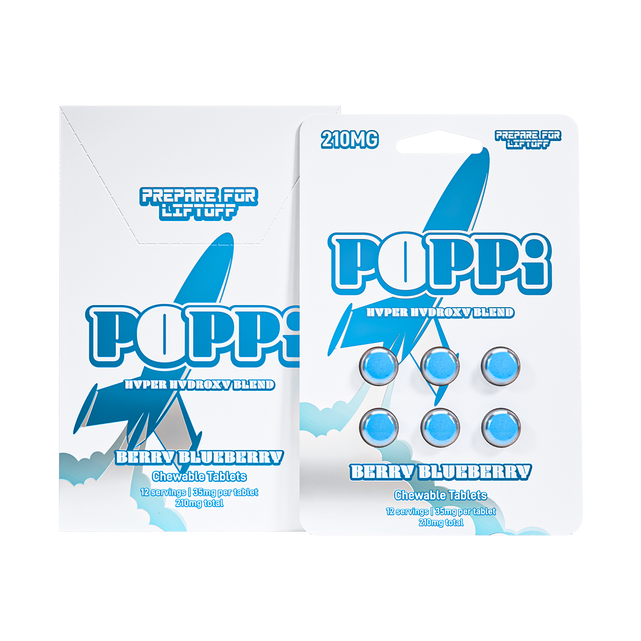 Berry Blueberry POPPi Hyper Hydroxy Blend 7-Hydroxymitragynine Chewable Kratom Tablets – 210 mg