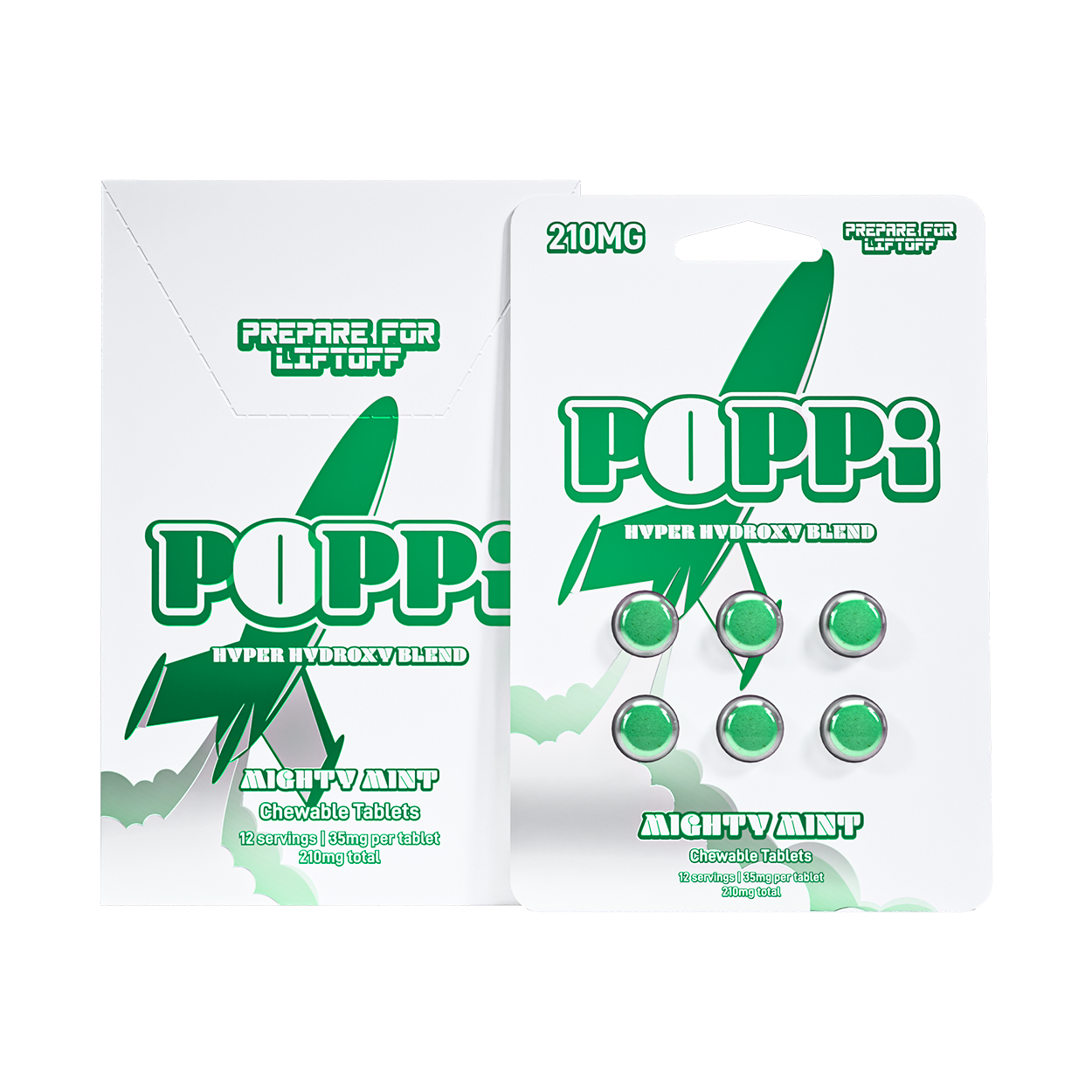 Mighty Mint POPPi Hyper Hydroxy Blend 7-Hydroxymitragynine Chewable Kratom Tablets – 210 mg