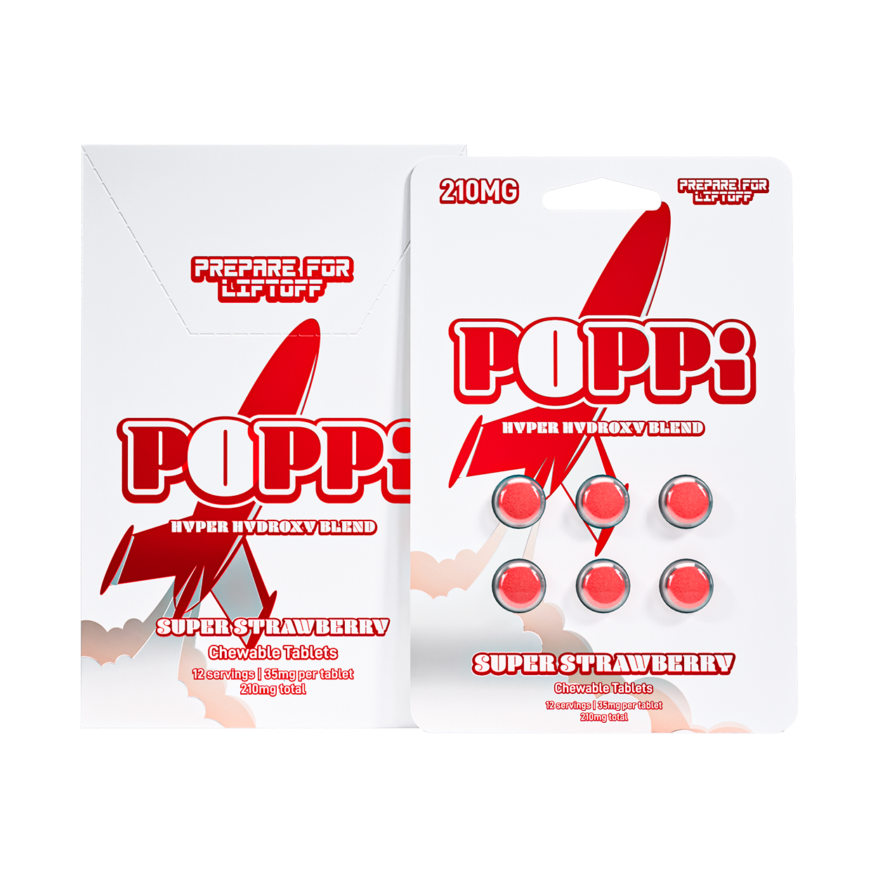 Super Strawberry POPPi Hyper Hydroxy Blend 7-Hydroxymitragynine Chewable Kratom Tablets – 210 mg