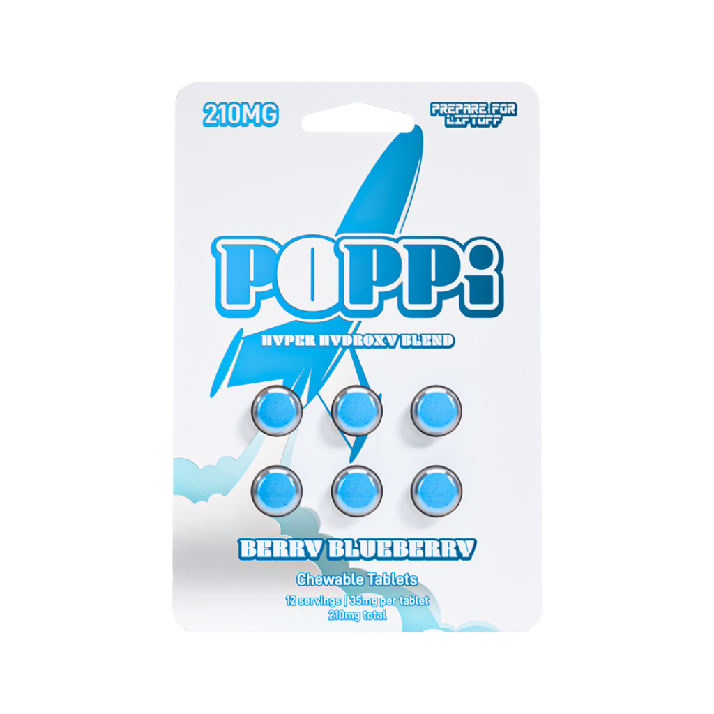 Berry Blueberry POPPi Hyper Hydroxy Blend 7-Hydroxymitragynine Chewable Kratom Tablets – 210 mg