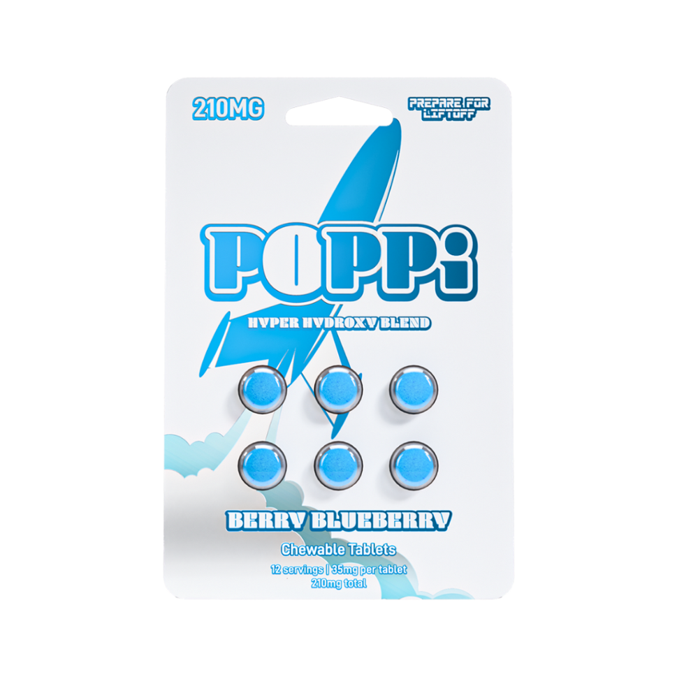 Berry Blueberry POPPi Hyper Hydroxy Blend 7-Hydroxymitragynine Chewable Kratom Tablets – 210 mg